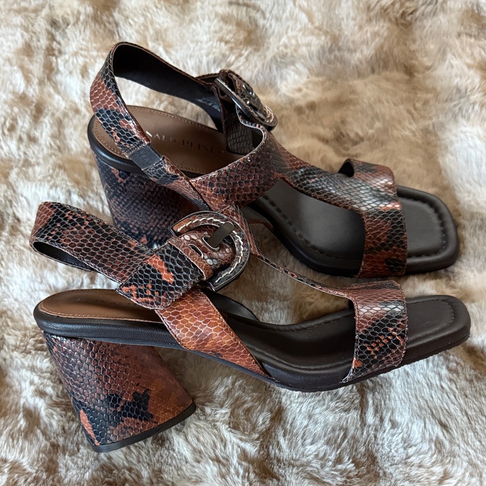 Donald J. Pliner Brown Snake-Print Leather Sandals - Picture 3 of 7